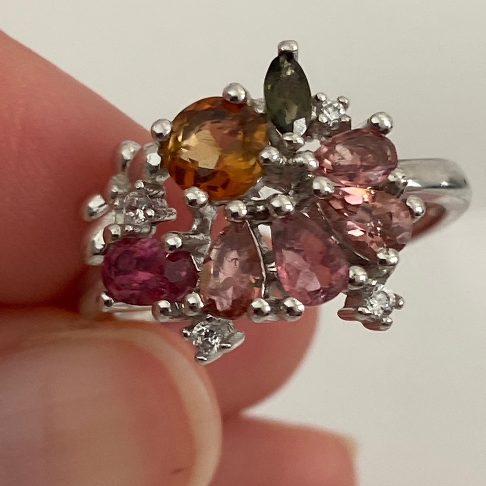 Genuine tourmalines Sterling silver size 7.5